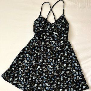 Urban Outfitters Sparkle & Fade Black Floral Skater Dress S